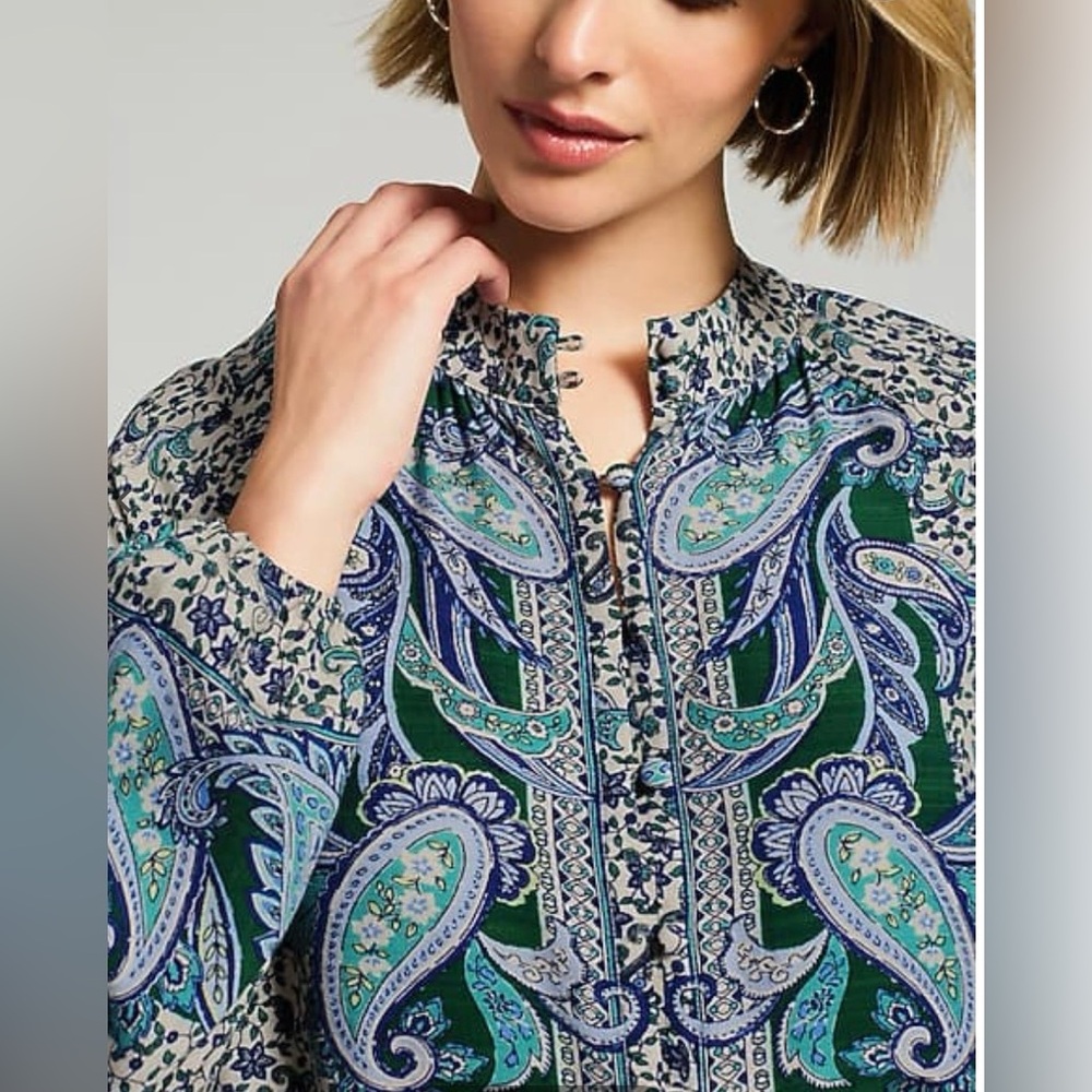 NWT J.Jill Placed-Paisley Top, size LP - Picture 3 of 7
